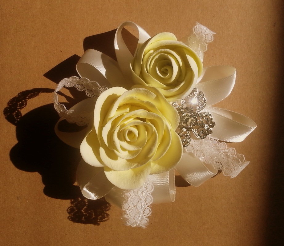 flower corsage, corsage, clay corsage, wedding corsage ,prom corsage, quinceanera corsage